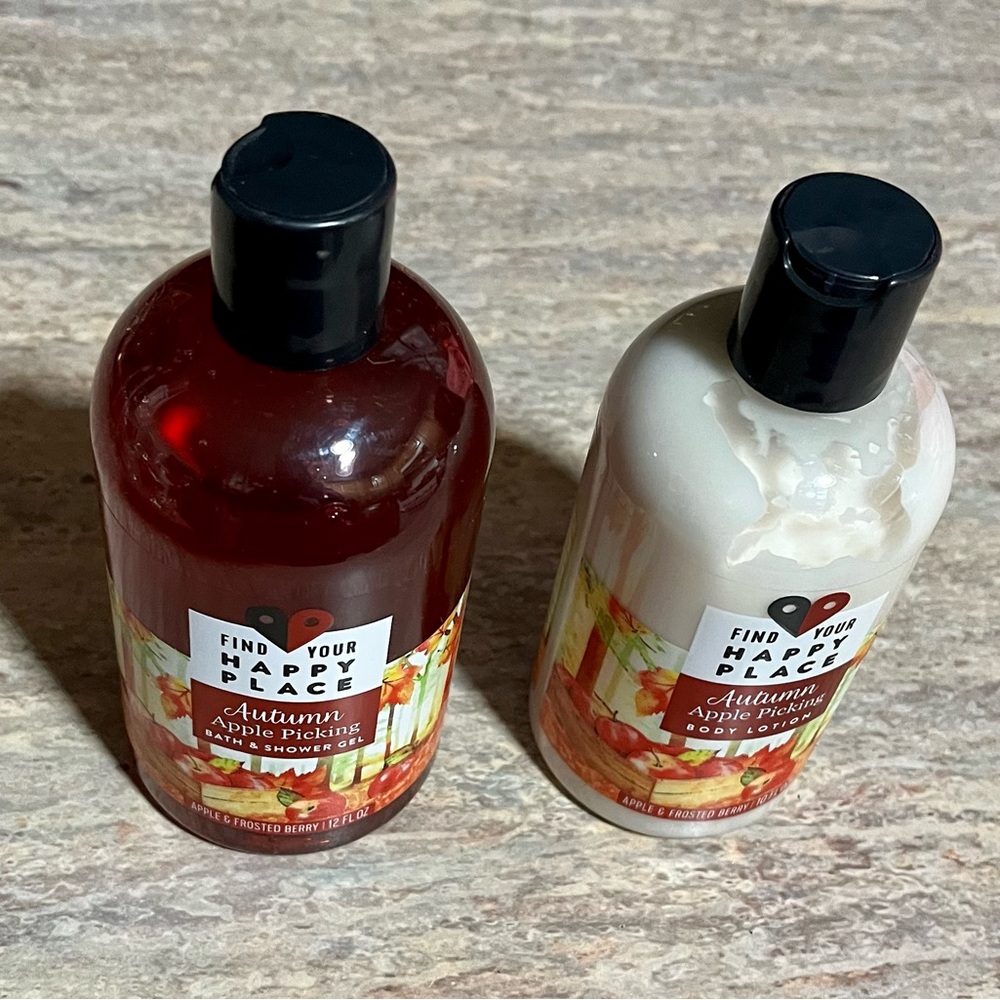 New Find your Happy Place Autumn Apple Picking shower gel and body lotion